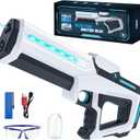 Electric Water Gun for Adults Kids,Battery-Powered Squirt Toy with Tank, LED Light,Automatic Water-Absorption,Summer Outdoor Beach Play,Pool Garden Fun for Kids Age 8 9 10 (White)