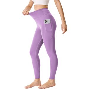 High Waisted Leggings for Women 25"/28" Inseam with Pockets Tummy Control Buttery Soft Yoga Pants (Purple)