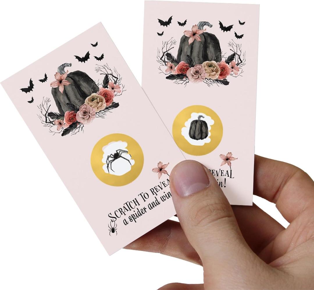 Gothic Scratch Off Game Cards (30 Pack)  Halloween Party Games, Pumpkin Baby Shower, Spooky Wedding, Engagement Activities  Pink & Black Scratch-Off Cards for Events and Celebrations