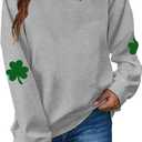 St Patricks Day Sweatshirt Women St Patricks Day Shirt Funny Shamrock Sweater Irish Lucky Long Sleeve Pullover Tops (L)