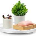 10" Wood Lazy Susan Turntable Organizer, Lazy Susan for Table Top Cabinet Dining Pantry Countertop Cupboard Organization, Decorative Tray for Kitchen Bathroom Decor Coffee Bar Accessories, White (10" with Low Rim)