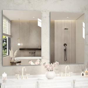 Hasipu 2-Pack 32" x 24" Bathroom Mirror, Mirrors for Sink, Frameless Mirror, Rectangle Mirror for Bathroom, Modern, Horizontal or Vertical