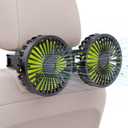 USB Car Cooling Fans for Backseat: Dual Head Car Fan for Kids 3 Speeds 360 Rotatable Vehicle Rear Headrest Fans 5V Powerful Electric Air Circulation Fan for Sedan SUV RV Truck (Black+Green)