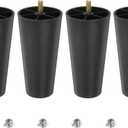 uxcell 5.5 inch Plastic Furniture Legs, Set of 4 Round Tapered Table Sofa Cabinet Bed Legs, Replacement Furniture Couch Feet with M8 Hanger Bolts