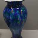 20" Tall Teal Blue Glass Vase Hand Blown Large Floor Glass Vase Home Decor, Pretty Modern Teal Blue Flowers Vases, Jarrones Grandes para Sala Elegantes, Large Vases for Living Room Wedding Decor