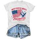 We The People 1776 T Shirt American Flag Patriotic Tee Tops for Women 4th of July Ring Hole Short Sleeve Sexy V-Neck Tshirt(Large,A-White) (White, L)