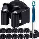 Vercraft 10 Pcs Magnetic Mop Broom Holder Movable Magnetic Broom Holder Rack, Anti Slip Wall Mounted Utility for Cleaning Tools, Garage, Kitchen, Laundry, Garden (Black)