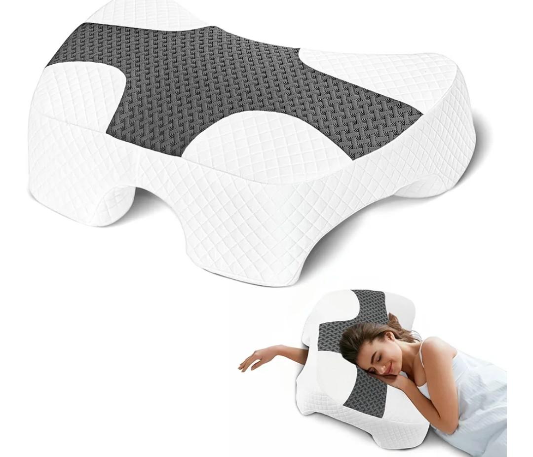 Side Sleeper Pillow with Arm Hole, Shoulder Relief System, Arm Pillow for Neck and Shoulder Pain, Premium Memory Foam, Suitable for Side, Back and Stomach Sleepers - Grey