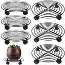 6 Packs Large Metal Plant Caddy with Wheels 13" and 11.8" Heavy-duty Wrought Iron Rolling Plant Stands with Casters Plant Dolly Plant Roller Base Indoor and Outdoor Plant Pot Movers Planter Rollers