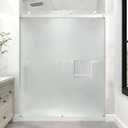 KPUY Frameless Sliding Frosted Bathtub Door 55-60" x 60", Brushed Nickel