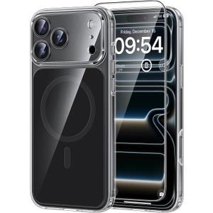 TAURI Original Design for iPhone 17 Pro Case, Compatible with MagSafe with Screen Protector, Anti-Yellowing Military-Grade Protection Shockproof Magnetic iPhone 17 Pro Case, Clear Black