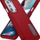 for Moto Edge Plus 2022 Case Moto Edge 30 Pro Case with Kickstand 3-Layer Military Grade Protective Cover Silicone Shockproof for Motorola Moto Edge Plus+ 2022 Phone Case (Red+Black)