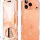 GVIEWIN for iPhone 17 Pro Max Case with Screen Protector, Upgraded [Full Camera Protection] [Non Yellowing] Glitter Slim Shockproof Clear Women Phone Cover for iPhone 17 Pro Max 6.9" (Twinkle Clear)