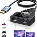 HDMI Splitter 1 in 2 Out with HDMI 2.0 Cable(Can't Extend Display)-Mirror Only, 4K HDMI Splitter 1 Male to 2 Female Adapter, (Need Power Adapter 5V 1A), Supports 1080P 3D for HDTV, PS3, Monitor (Cyan)