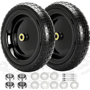 13" Flat Free Wheels Replacement for GOR Garden Cart Tires
4.00-6 Solid Tires with 5/8" & 3/4" Bearings ,300 lb Static Load, Non-Deforming Universal Fit for Hand Trucks/Garden Carts