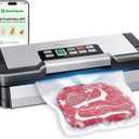 95kPa Vacuum Sealer Machine with AquaLock Technology, for Moist Seals, 2X Seal & 130W, Fully Automatic Food Sealer, Built-In Cutter, Bag Storage & Hose, Precision Sealing, 2 Bag Rolls,Stainless Steel