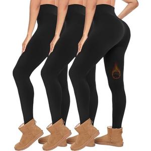 Diu Life 3 Pack Fleece Lined Leggings for Women Thermal Tummy Control High Waist Running Tights Winter Workout Yoga Pants. Size XL
