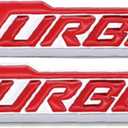 2PCS Turbo Letters Emblem 3D Metal Badge Car Body Side Sticker for Universal Cars (red Silver)