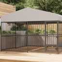 10x10x6FT Large Outdoor Dog Kennel, Heavy Duty Dog Cage with Waterproof Roof & Bowls, Dog Enclosure for Medium & Large Dogs