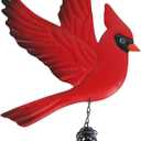 Tinsow Cardinal Bird Wind Chime Christmas Hanging Decorations Bell Outdoor Wind Chime Outdoor Decoration for Patio, Deck, Yard, Garden (Red-Flaping)