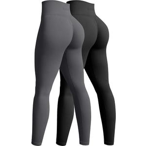 Women Scrunch Butt Leggings High Waisted Ruched Yoga Pants Workout Butt Lifting (Black/Gray, Large)