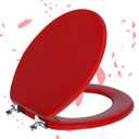Red Round Toilet Seat Natural Wood Toilet Seat with Zinc Alloy Hinges, Easy to Install also Easy to Clean, Scratch Resistant Toilet Seat by Angol Shiold (Round, Red)