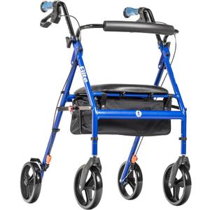 Drive Medical Hugo Elite Rollator Walker with Seat, Backrest and Basket, Blue