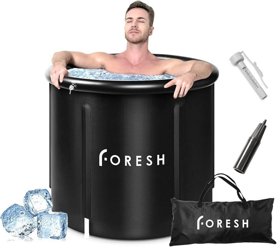 Foresh 105gal Ice Bath Cold Plunge Tub (Environmental Material Certificated) for Muscle Relax, Cold Therapy after Workout, Sports. Safe Healthy Portable Inflatable icebath Barrel. Outdoor. Travel Bag