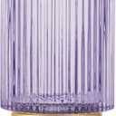DASITON Makeup Brush holder Organizer,Crystal Cosmetic Makeup Brush Glass Brushes Storage Holder, Vintage Make Up Brush Cup Pen Pencil Holder striped vase(Purple L)