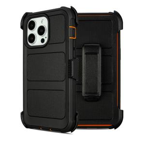 Defender for iPhone 13 Pro Max Case with Clip Holster,Heavy Duty Rugged Full-Body,2 Layers of Sturdy,Anti-Drop,Military-Grade Defender Cover for iPhone 13 Pro Max Phone Case (Black & Orange)