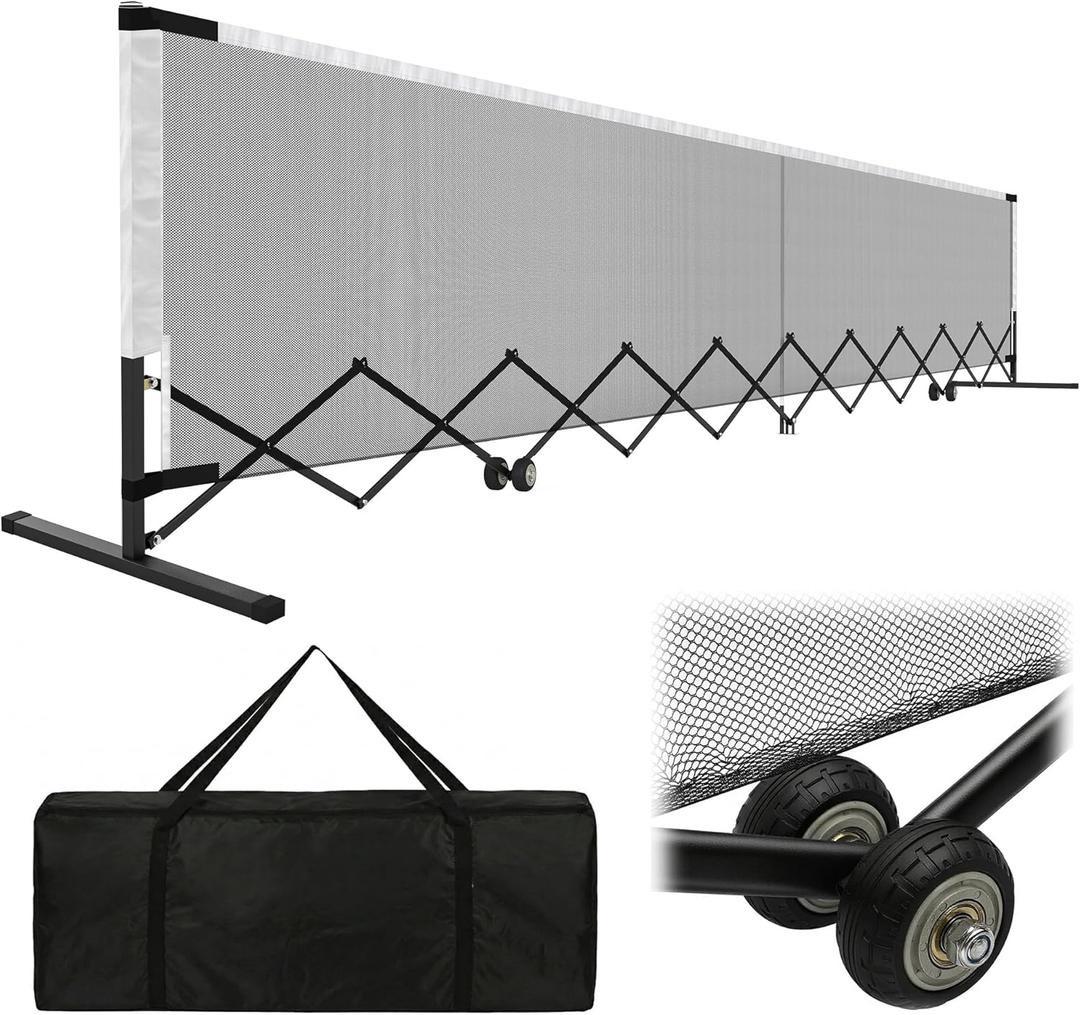 Retractable Pickleball Net with Wheels, Portable Pickleball Net Indoor/Outdoor with Heavy-Duty Metal Frame, Free Assembly, 22FT Pickle Ball Nets with Carry Bag for Driveway Backyards Garages