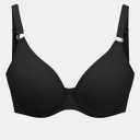 Women's Unlined Underwire Bra Demi Smooth Bras (Black, 34D) (Black)