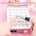 BQAN Nail Dust Collector Portable for Home & Salon - 4200RPM Vacuum with Reusable Filter, for Acrylic Drilling Dust Beginner Friendly Small Manicure Tool (Pink Rhinestones)