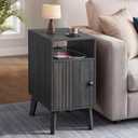 VASAGLE MAEZO Collection - End Table with Charging Station, Narrow Side Table, Nightstand with Tapered Legs, Curved Transitions, for Small Spaces, Living Room, Bedroom, Charcoal Gray ULET329B101S