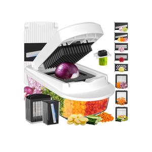 Blade All-in-1 Vegetable Chopper Mandoline Slicer with Container, Food Chopper, Onion Chopper, Veggie Cutter for Salad, Kitchen Gadgets Accessories Essentials, White