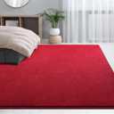Large Area Rugs for Living Room Bedroom, 7x10 Feet Burgundy Red Rug, Minimalist Modern Shag Rug, Soft Thick Memory Foam Indoor Carpet, Non-Slip Washable Rug for Boys Girls Dorm Nursery Room Home Decor