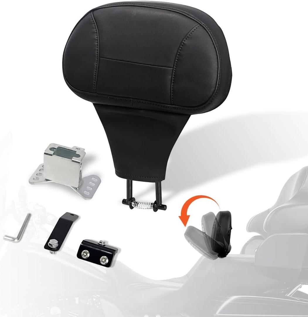 FOVPLUE Adjustable Rider Backrest,Detachable Plug-in Driver Backrest Pad w/Mounting Kit for Harley Touring 2009-2025,for CVO Road Glide Street Glide Tri Glide FLHTK/L Electra Glide Road King,Style 3
