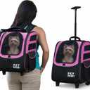 Pet Gear I-GO2 Roller Backpack, Large Traveler, Pink Diamond Travel Carrier, Car Seat for Cats/Dogs, Mesh Ventilation, Telescoping Handle, Storage Pouch, Included Tether, Pink 