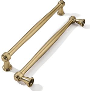 khtumeware 2 Pack 8 Inch(203mm) Brushed Brass Cabinet Pulls, Brushed Gold Kitchen Cabinet Handles Gold Kitchen Cabinet Hardware for Cupboard Drawer Handles Dresser Pulls
