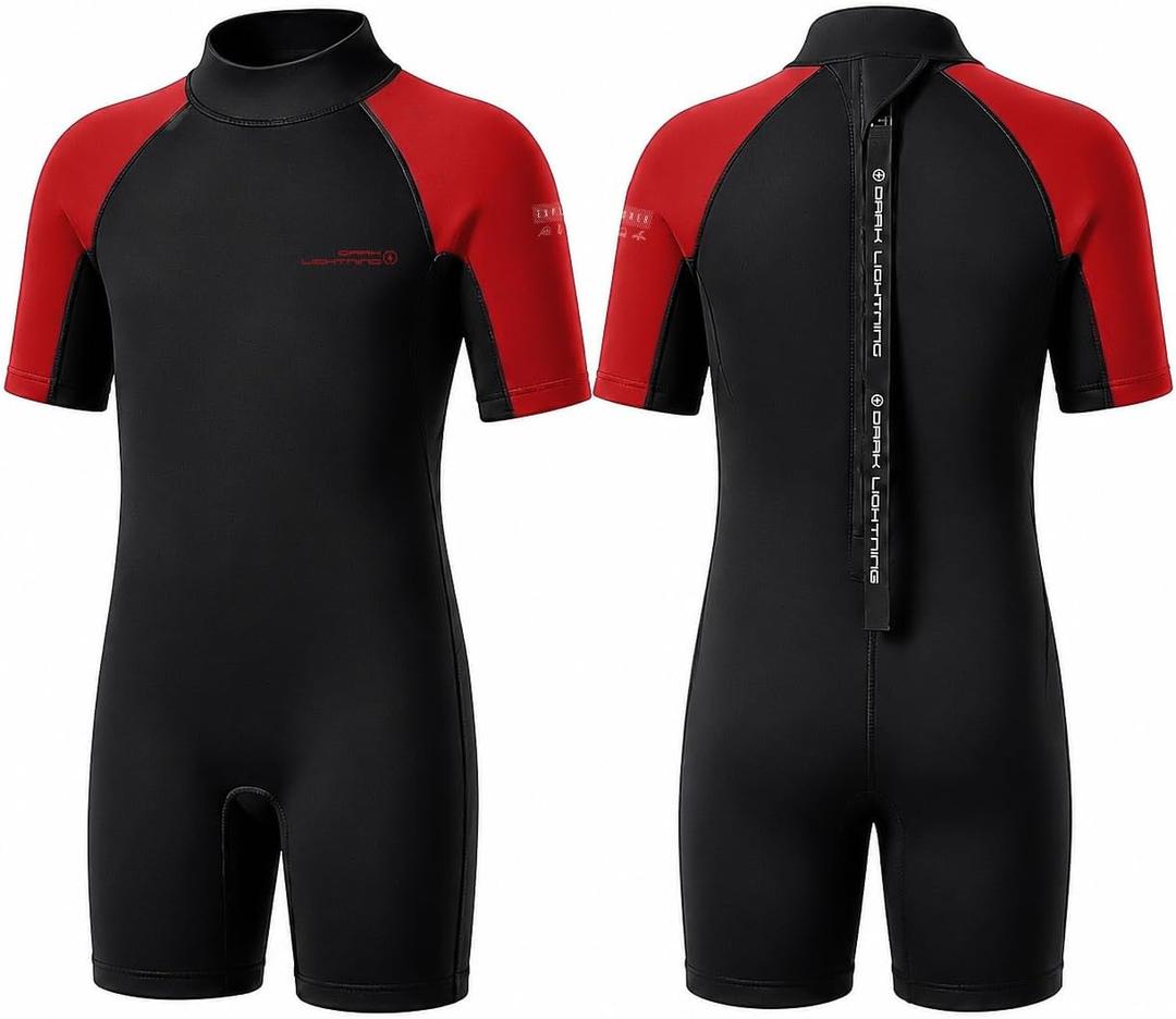 Kids Wetsuit for Boys Girls, 3/2mm Neoprene Shorty/Full Suit, Toddler Youth Thermal Swimsuit for Swimming, Surfing, Snorkeling, Beach and Pool (Small)