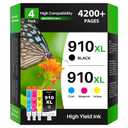 INK4U 910XL Ink Cartridges Combo Pack Compatible Replacement for HP 910XL 910 Ink Cartridges to Use with HP OfficeJet Pro 8020 8025 8028 8030 8035 8010 8015 8018 8022 Printer (1BK/1C/1M/1Y, 4 Pack)