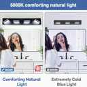 360° Rotate LED Bathroom Vanity Light Fixtures, 1600LM Acrylic Matte Black Vanity Lights for Bathroom, Modern Wall Lighting Fixtures Over Mirror Kitchen Living Room Hallway (Natural White Light 5000K), 4-Light, 27-Inch, 5000K
