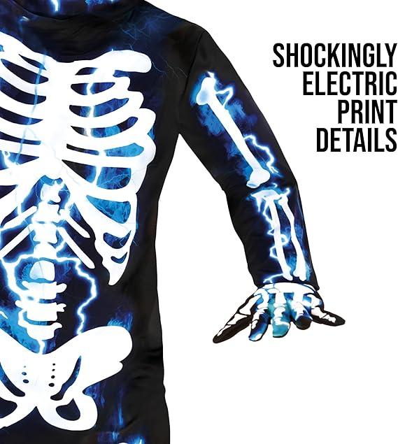 Morph Electric Skeleton Costume Kids Boys Halloween Skeleton Outfit for Children - Spooky Fun Dress-Up, Large