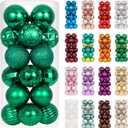 XmasExp 24ct Christmas Ball Ornaments Shatterproof Xmas Tree Hanging Balls Decorations Perfect for Holiday Wedding Christmas Decor (Malachite Green, 1.57")