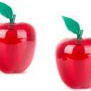 Plastic Apple Jars, Apple Shaped Cookie Jars, 5.9x4.3 Inches, Festival Cookie Container Set for Christmas Decoration, Lovely Candy Jar (2 in Red)
