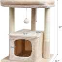 SYANDLVY 27" Cat Tree for Indoor Cats, Activity Tower with Scratching Posts, Modern Kitten Condo with Plush Perch & Hanging Ball for Play, Beige