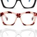 Viseng 3 Pack Oversized Frame Design Women's Reading Glasses, Blue Light Blocking Computer Reader +1.75