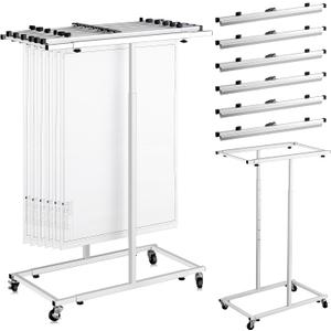 Mobile Blueprint Storage Rack Adjustable Holder with 6 Pcs Blueprint Clamps 4 Wheels Storage Organizer Stand for File Display Plan Office Home(24 Inch)