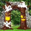 Halloween Door Decorations Large Spooky Ghost Tree Halloween Door Hanging Banner Halloweens Ghost Tree Porch Sign for Creepy Halloweens Haunted House Party Backdrop Photo Props Supply 9.4 x 9ft