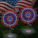 Enhon 2 Pack 4th of July Solar Firework Lights, Each 360 LEDs Red White Blue Lights 8 Modes Solar Outdoor Waterproof Garden Pathway Stake Lights for Fourth of July Patriotic Lawn Patio Yard Decoration